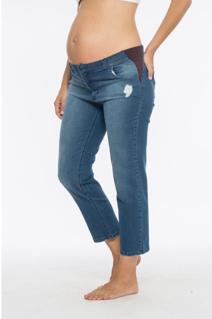 PANTALON MANSO CROPPED JEAN ELASTIZADO lago