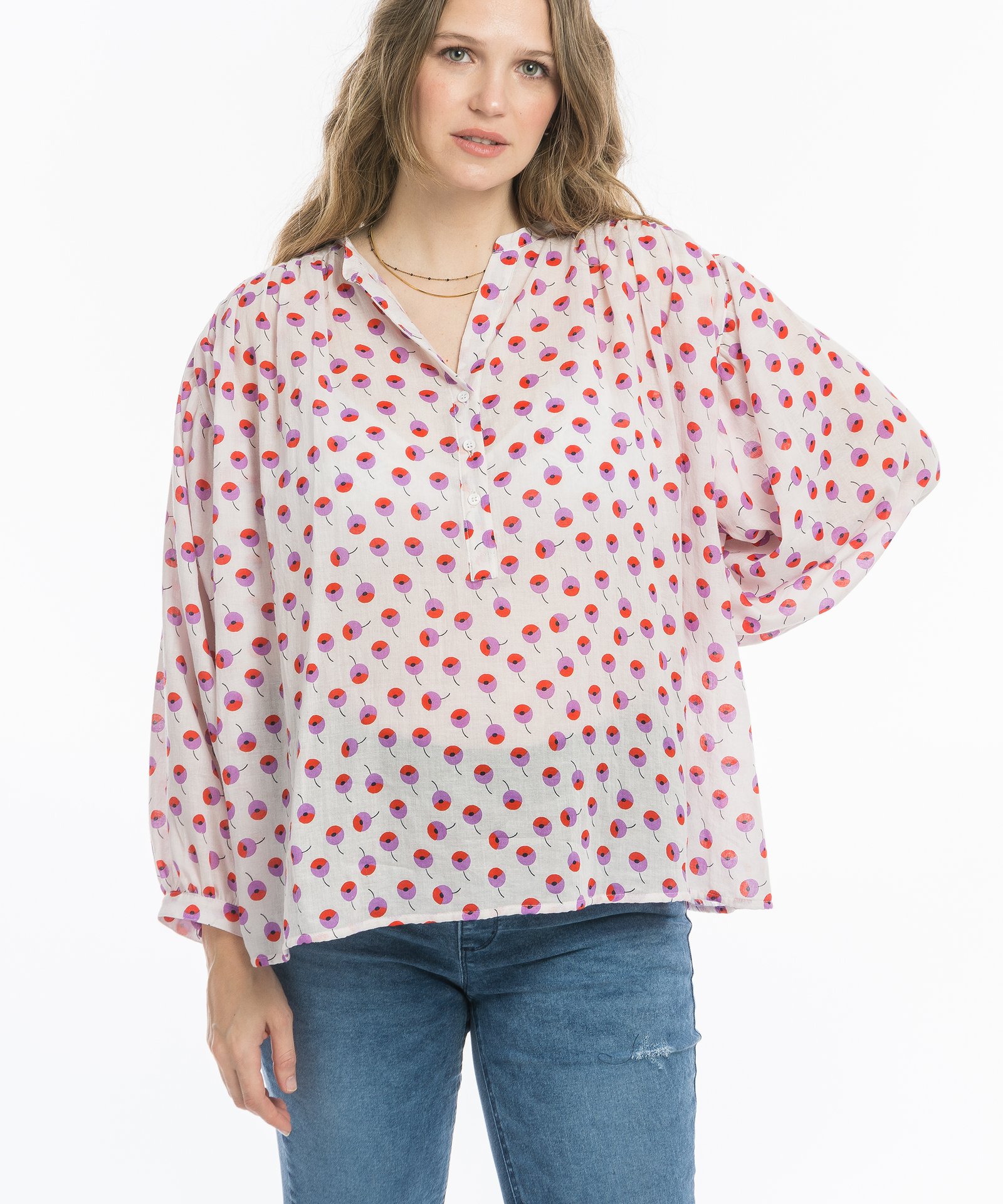 CAMISA ETER VOILE ESTAMPADO rojo - Imagen 3