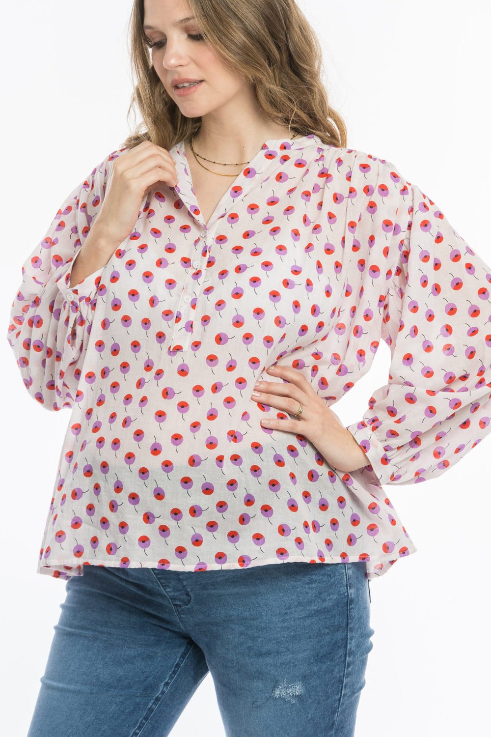 CAMISA ETER VOILE ESTAMPADO rojo - Imagen 2