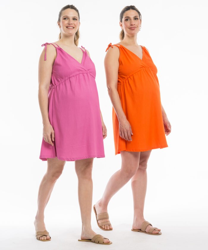 VESTIDO NOMADE LINO VISCOSA naranja - Imagen 3