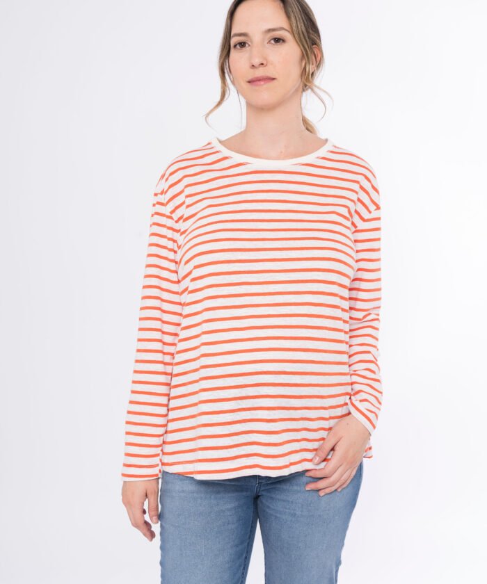 REMERA FRANCA ML JERSEY FLAME RAYADO naranja - Imagen 6