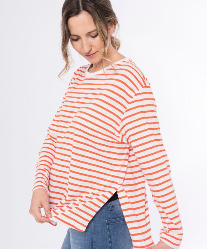 REMERA FRANCA ML JERSEY FLAME RAYADO naranja - Imagen 3