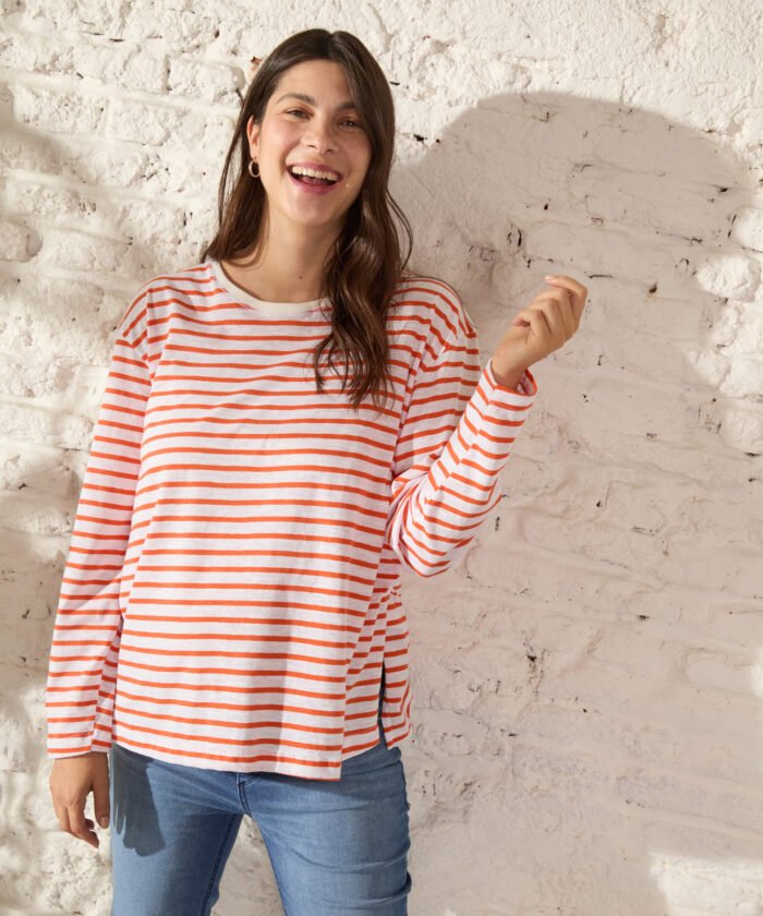 REMERA FRANCA ML JERSEY FLAME RAYADO naranja