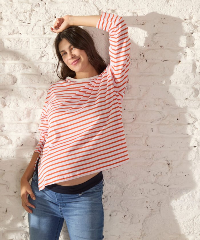 REMERA FRANCA ML JERSEY FLAME RAYADO naranja - Imagen 2