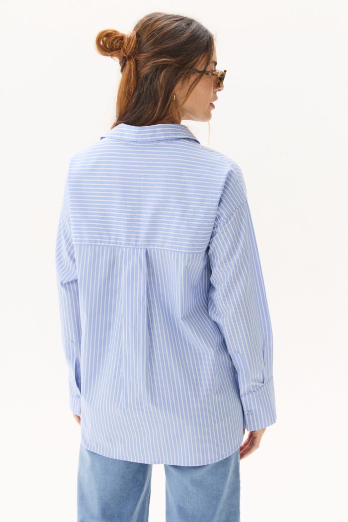 CAMISA NIZA POPLIN RAYADO celeste - Imagen 5