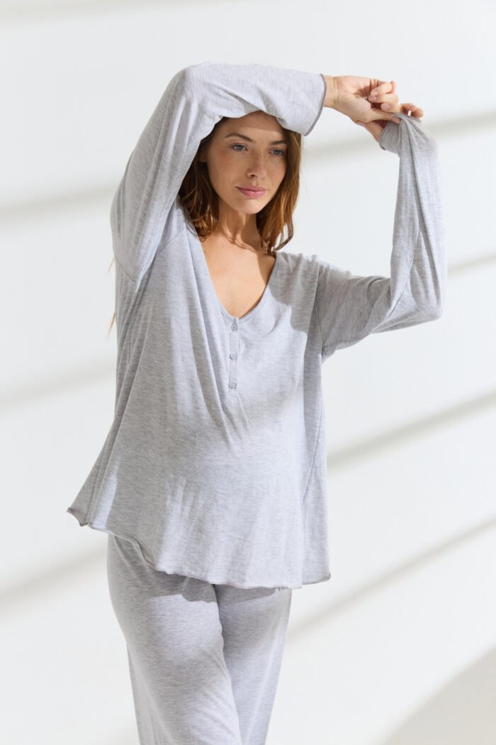PIYAMA BONITO JERSEY ALGODON MELANGE gris melange