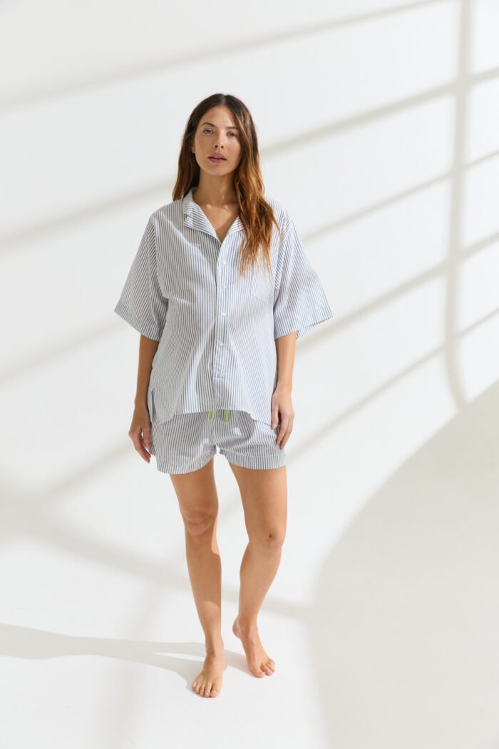 PIYAMA LUCERO CORTO POPLIN RAYADO azul - Imagen 6