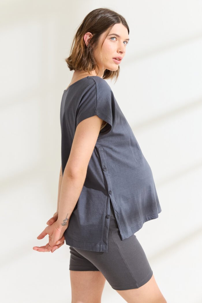 REMERA LATERAL SM JERSEY ALGODON GRIS acero