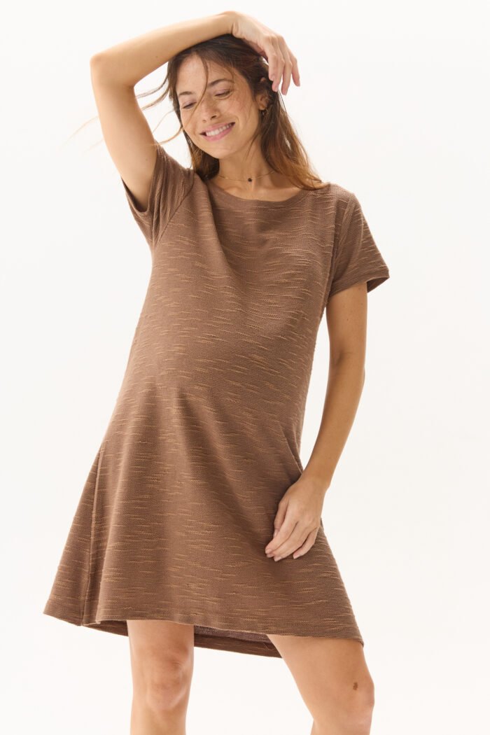 VESTIDO CUT OUT RUSTICO REVERSE chocolate - Imagen 3