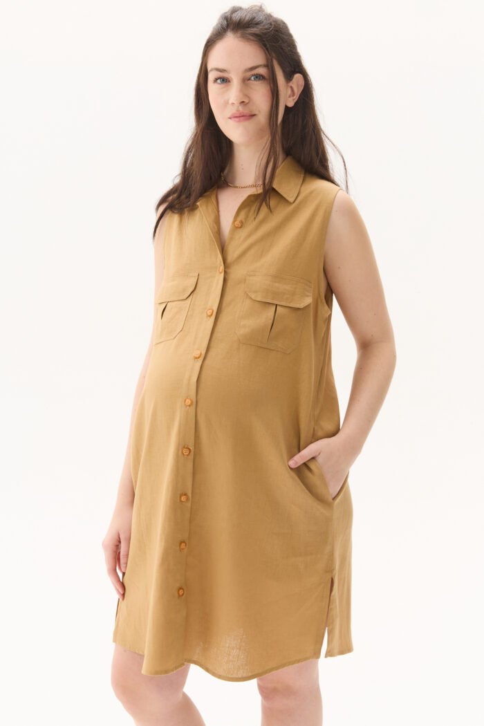 VESTIDO KENIA LINO VISCOSA camel