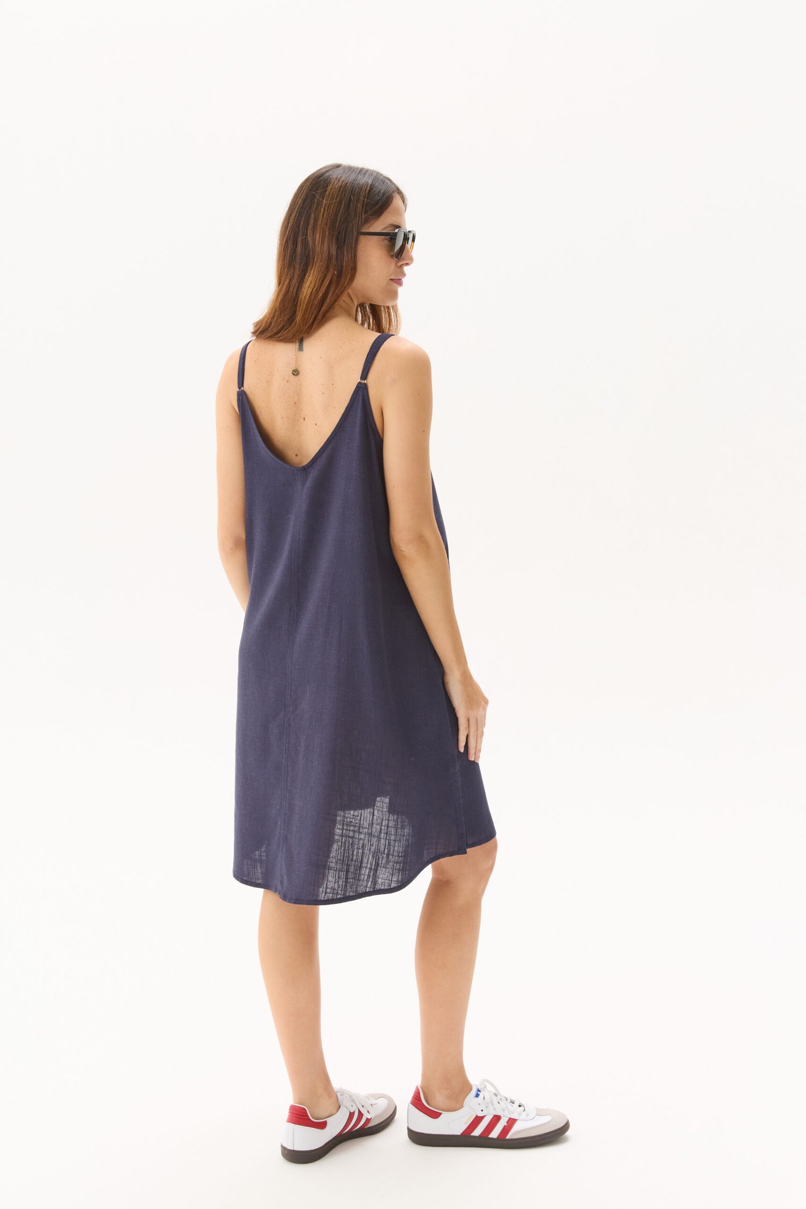 VESTIDO LISBOA LINO VISCOSA AZUL marino - Imagen 5