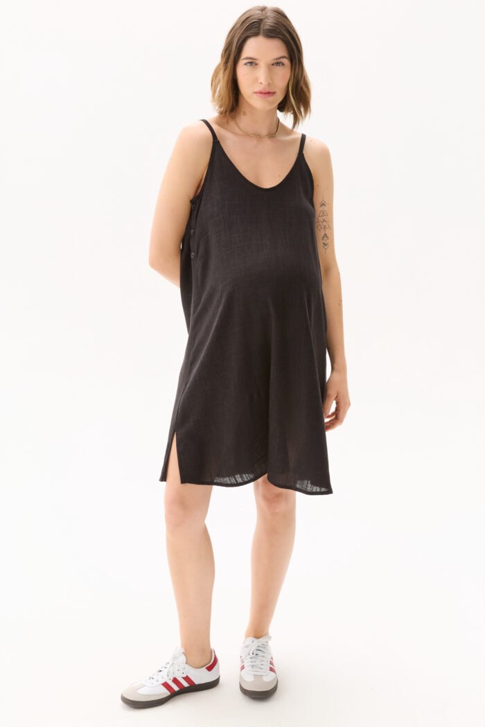 VESTIDO LISBOA LINO VISCOSA negro - Imagen 2