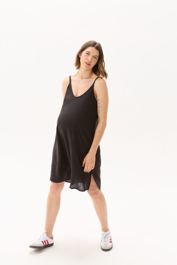 VESTIDO LISBOA LINO VISCOSA negro - Imagen 3