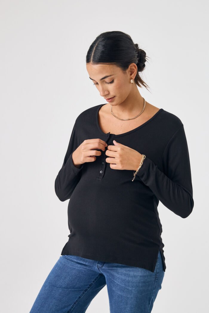 REMERA POSTA ML RIB VISCOSA negra - Imagen 2