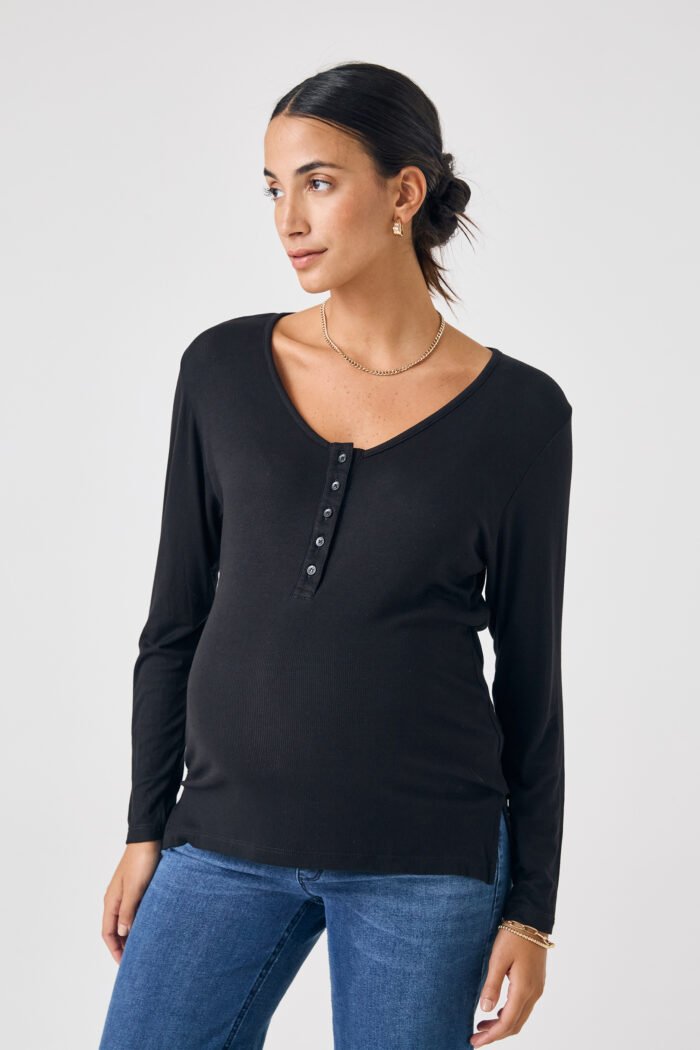 REMERA POSTA ML RIB VISCOSA negra - Imagen 3