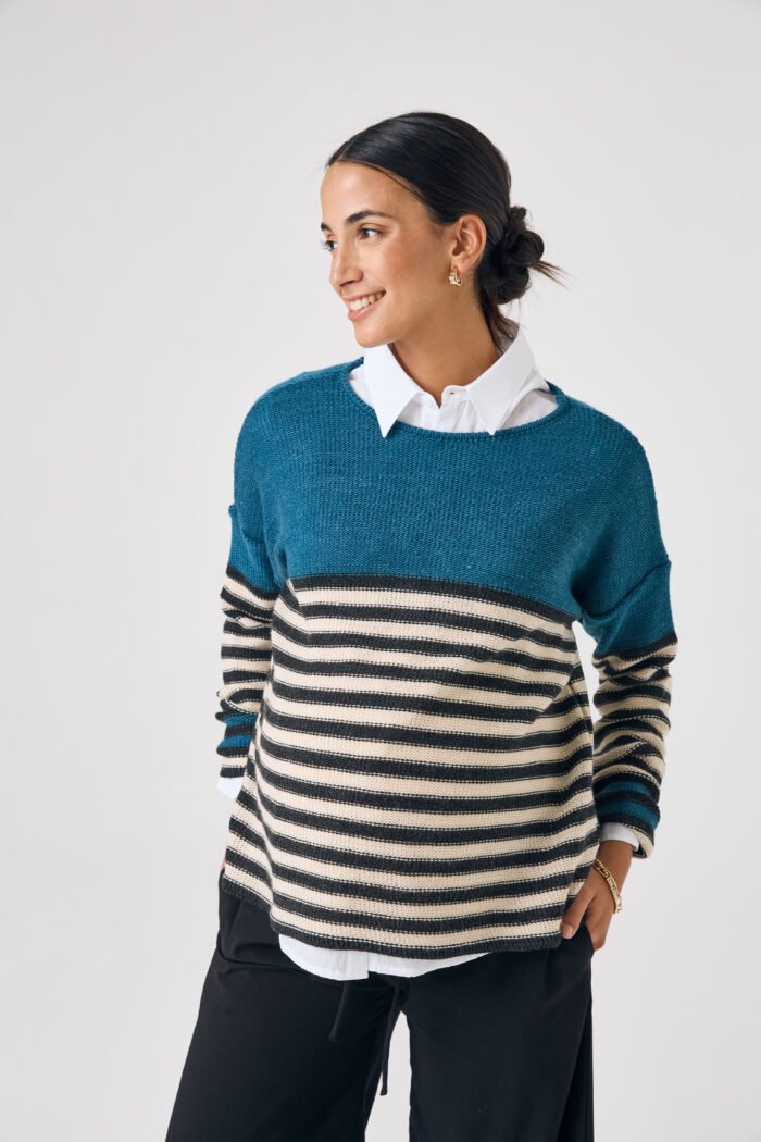 SWEATER WALLY LANA RAYADO azul petroleo - Imagen 2
