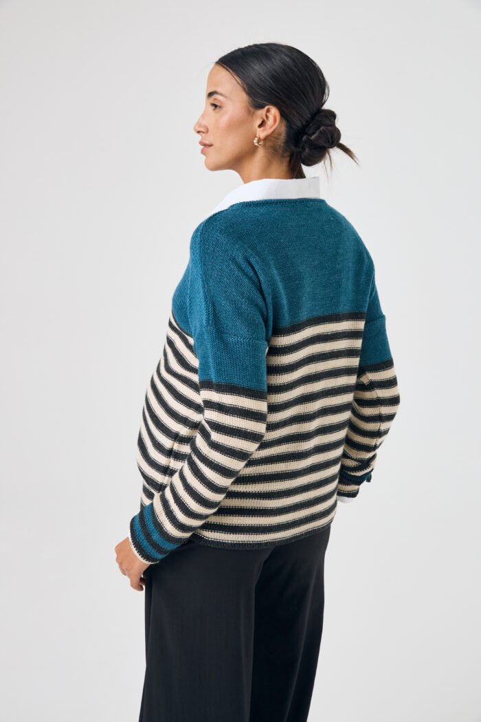 SWEATER WALLY LANA RAYADO azul petroleo - Imagen 3