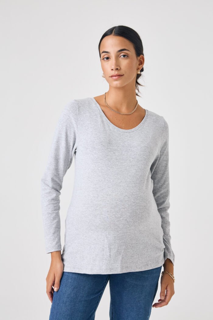 REMERA BASICA ML GRIS melange