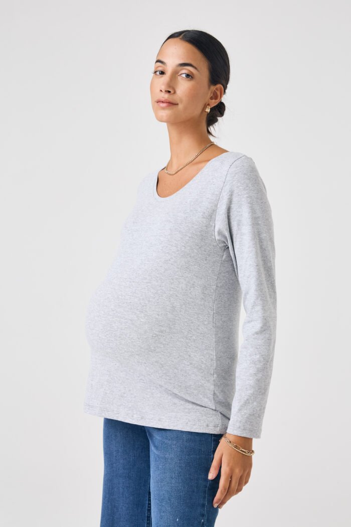 REMERA BASICA ML GRIS melange - Imagen 2