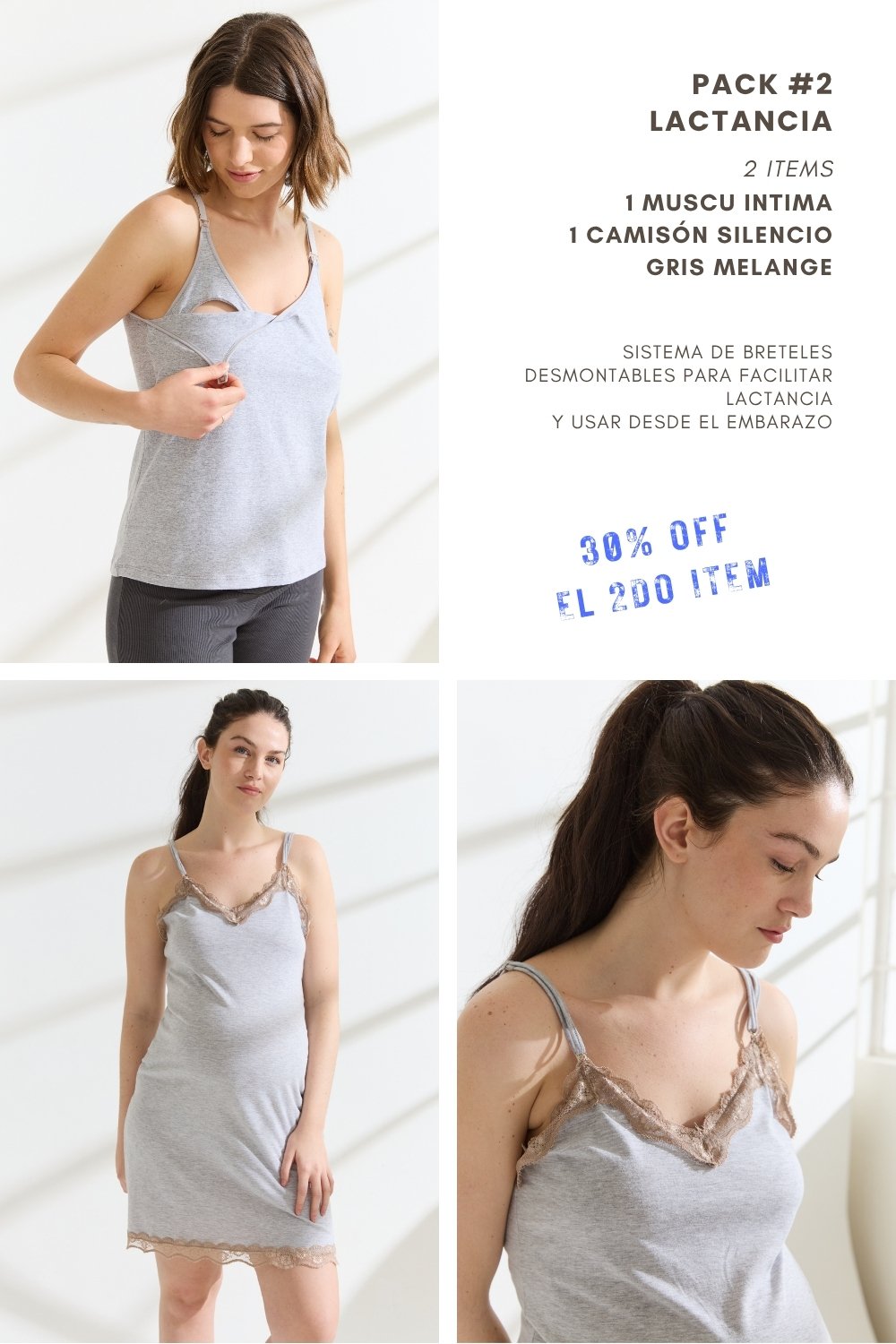 PACK #2 CAMISON SILENCIO gris + MUSCU INTIMA gris